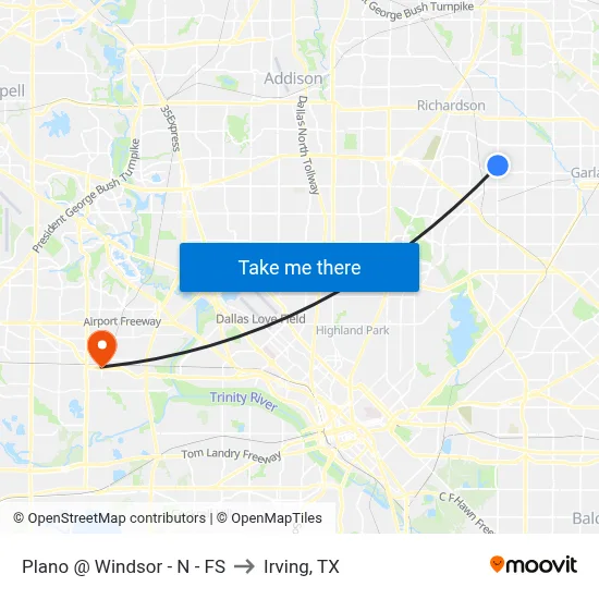 Plano @ Windsor - N - FS to Irving, TX map