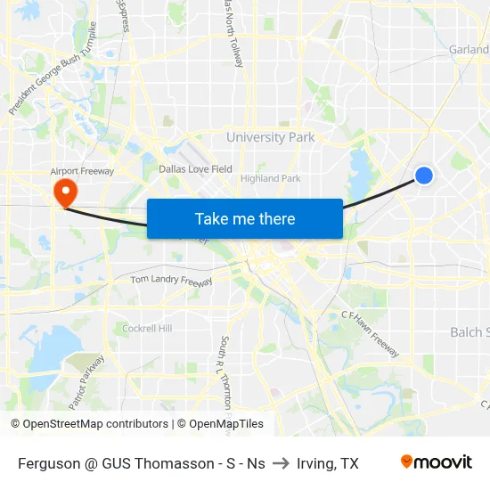 Ferguson @ GUS Thomasson - S - Ns to Irving, TX map