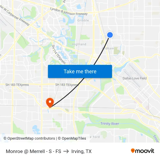 Monroe @ Merrell - S - FS to Irving, TX map