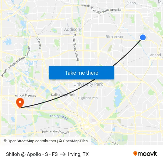Shiloh @ Apollo - S - FS to Irving, TX map
