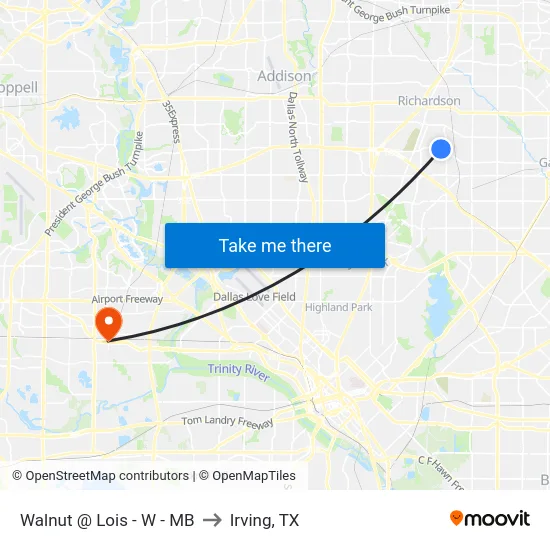 Walnut @ Lois - W - MB to Irving, TX map