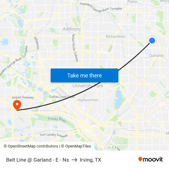 Belt Line @ Garland - E - Ns to Irving, TX map