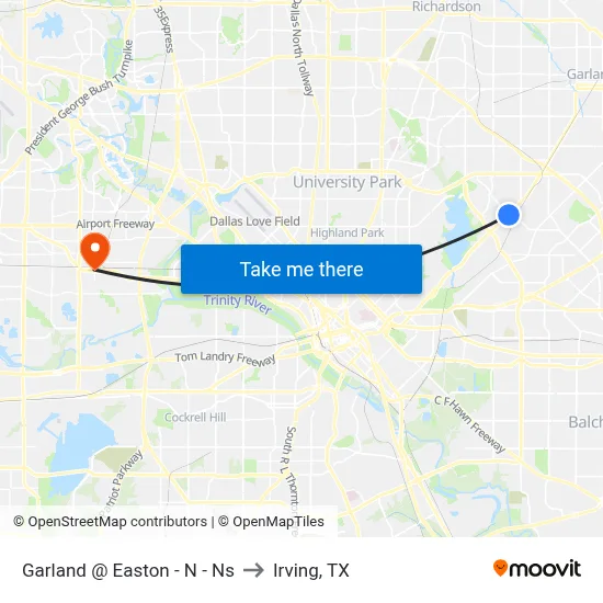 Garland @ Easton - N - Ns to Irving, TX map