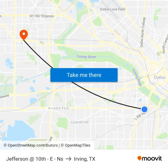 Jefferson @ 10th - E - Ns to Irving, TX map