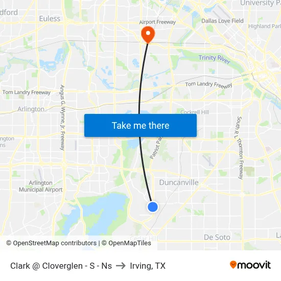 Clark @ Cloverglen - S - Ns to Irving, TX map