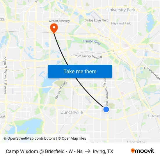 Camp Wisdom @ Brierfield - W - Ns to Irving, TX map