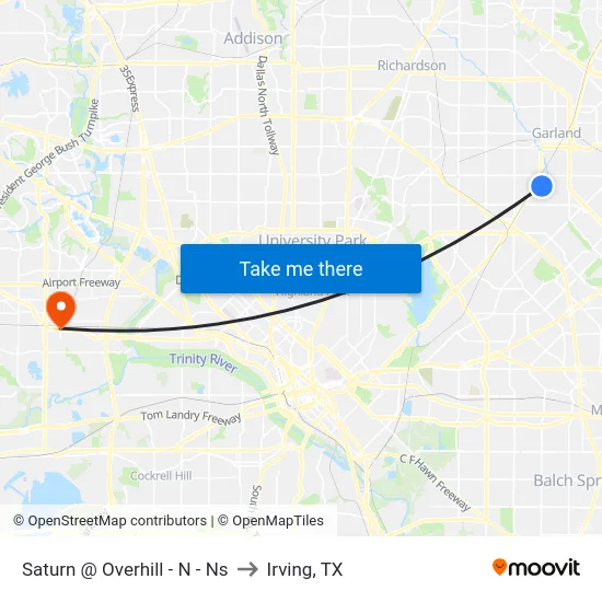Saturn @ Overhill - N - Ns to Irving, TX map