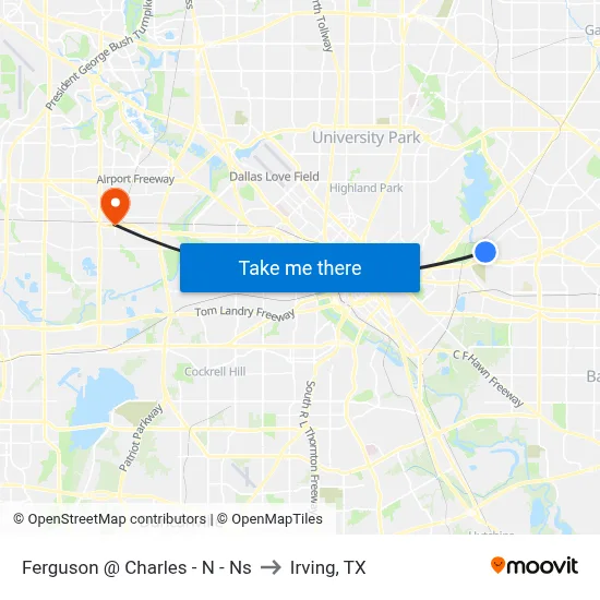 Ferguson @ Charles - N - Ns to Irving, TX map