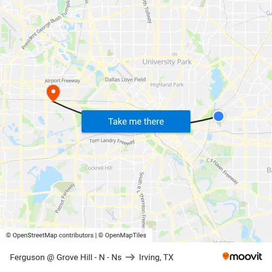 Ferguson @ Grove Hill - N - Ns to Irving, TX map