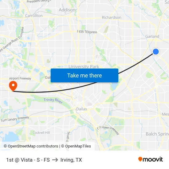 1st @ Vista - S - FS to Irving, TX map