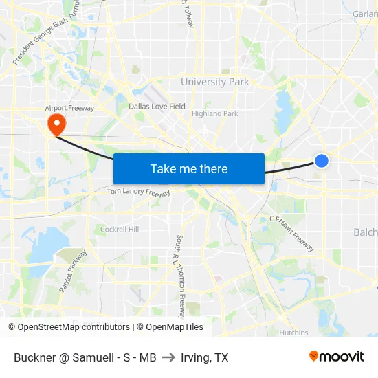 Buckner @ Samuell - S - MB to Irving, TX map