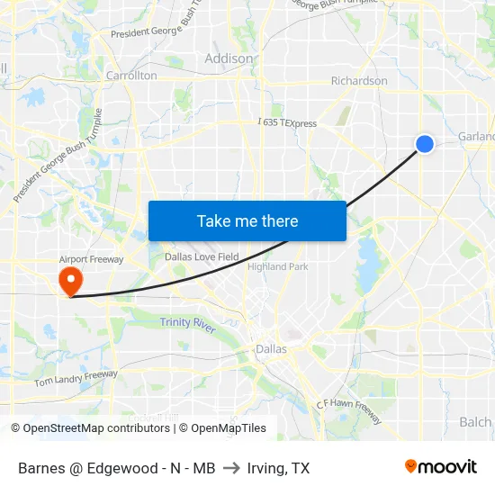 Barnes @ Edgewood - N - MB to Irving, TX map