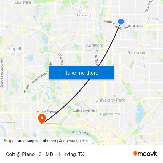 Coit @ Plano - S - MB to Irving, TX map
