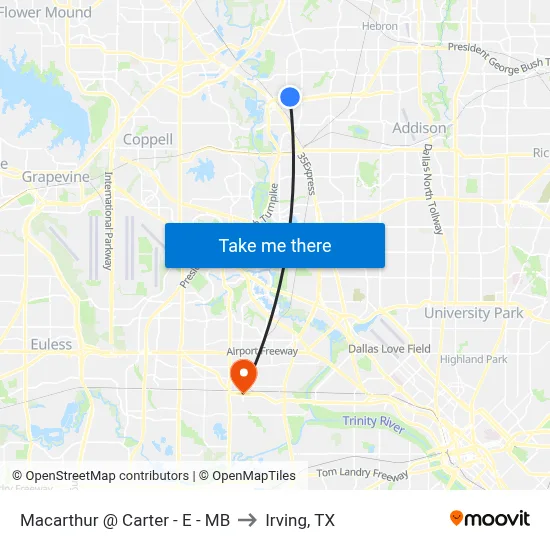 Macarthur @ Carter - E - MB to Irving, TX map