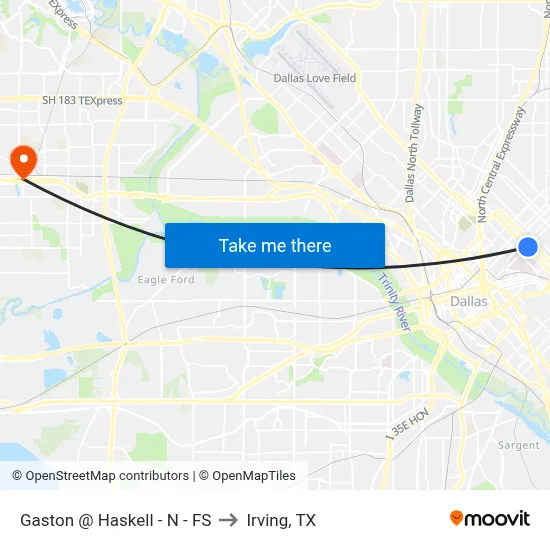 Gaston @ Haskell - N - FS to Irving, TX map