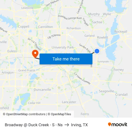Broadway @ Duck Creek - S - Ns to Irving, TX map