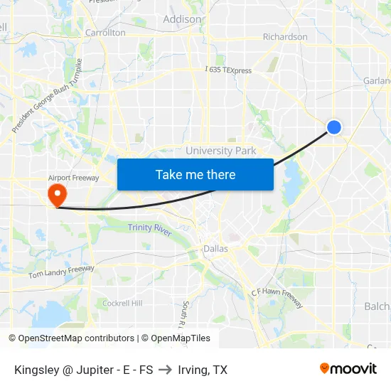 Kingsley @ Jupiter - E - FS to Irving, TX map