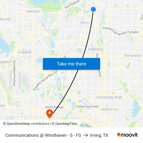 Communications @ Windhaven - S - FS to Irving, TX map