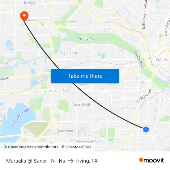 Marsalis @ Saner - N - Ns to Irving, TX map