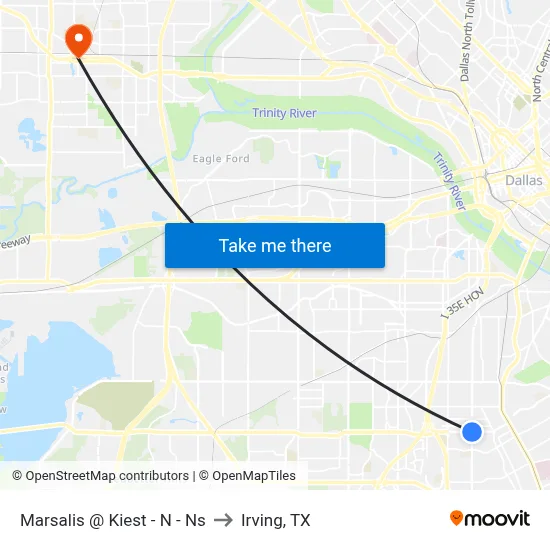 Marsalis @ Kiest - N - Ns to Irving, TX map