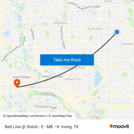 Belt Line @ Shiloh - E - MB to Irving, TX map