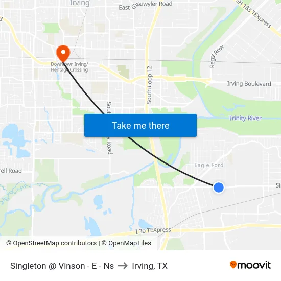 Singleton @ Vinson - E - Ns to Irving, TX map
