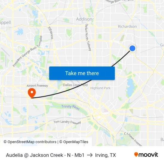 Audelia @ Jackson Creek - N - Mb1 to Irving, TX map