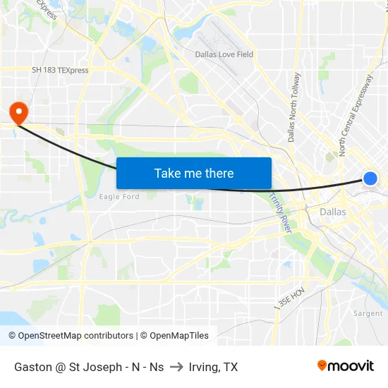 Gaston @ St Joseph - N - Ns to Irving, TX map