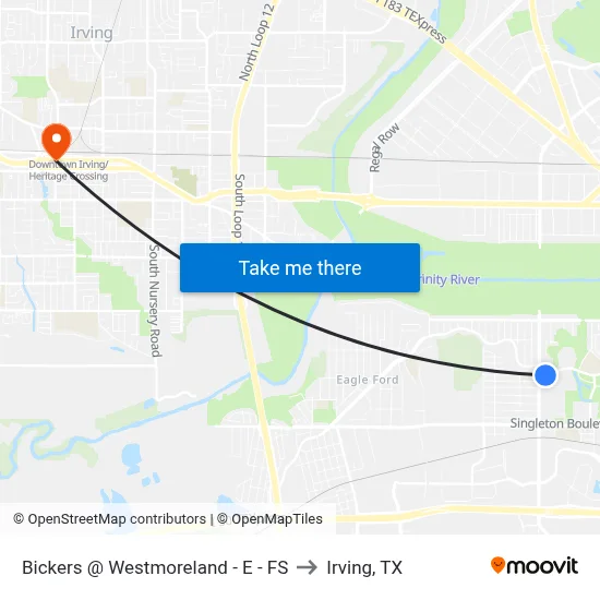 Bickers @ Westmoreland - E - FS to Irving, TX map