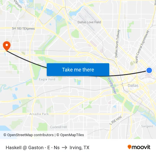 Haskell @ Gaston - E - Ns to Irving, TX map