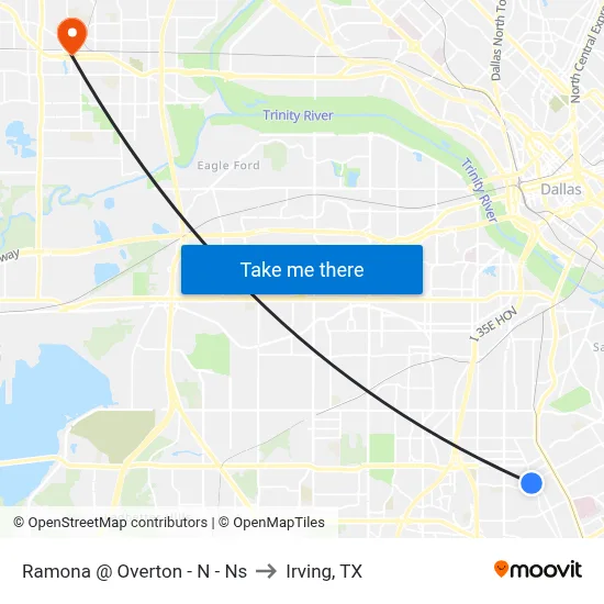 Ramona @ Overton - N - Ns to Irving, TX map