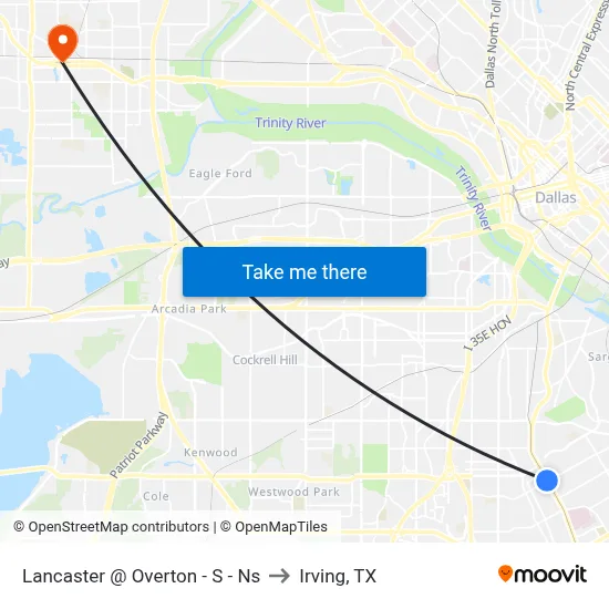 Lancaster @ Overton - S - Ns to Irving, TX map
