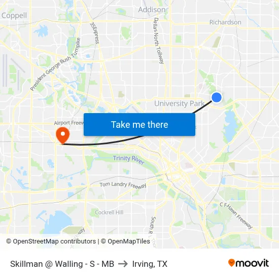 Skillman @ Walling - S - MB to Irving, TX map
