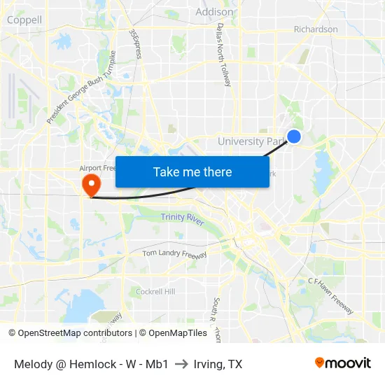 Melody @ Hemlock - W - Mb1 to Irving, TX map