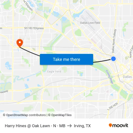 Harry Hines @ Oak Lawn - N - MB to Irving, TX map