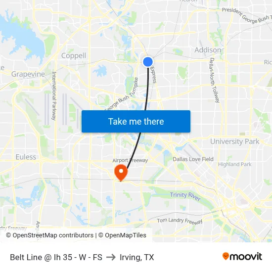 Belt Line @ Ih 35 - W - FS to Irving, TX map
