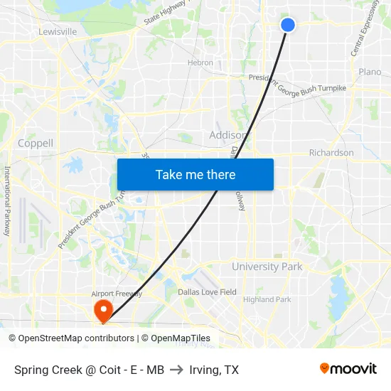 Spring Creek @ Coit - E - MB to Irving, TX map