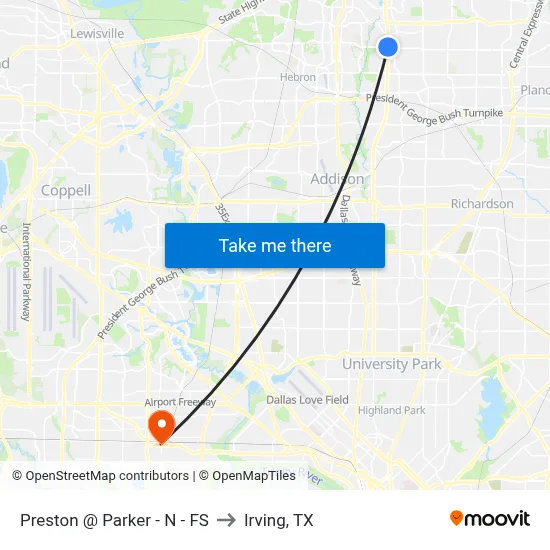 Preston @ Parker - N - FS to Irving, TX map