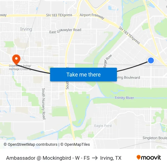Ambassador @ Mockingbird - W - FS to Irving, TX map