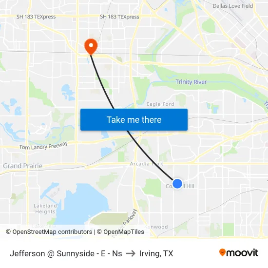 Jefferson @ Sunnyside - E - Ns to Irving, TX map