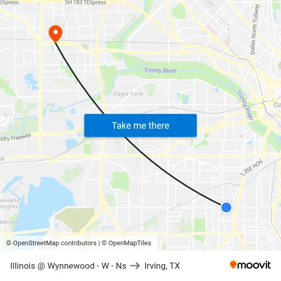 Illinois @ Wynnewood - W - Ns to Irving, TX map