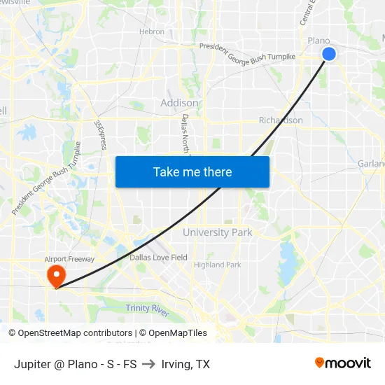 Jupiter @ Plano - S - FS to Irving, TX map
