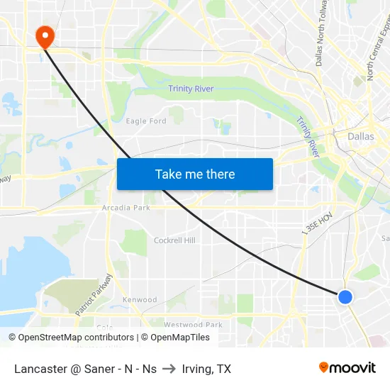 Lancaster @ Saner - N - Ns to Irving, TX map