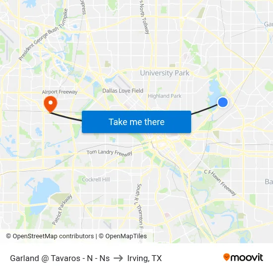 Garland @ Tavaros - N - Ns to Irving, TX map