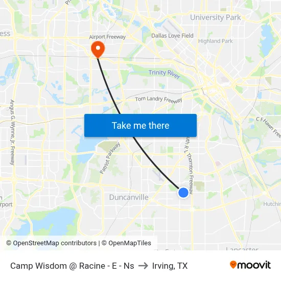 Camp Wisdom @ Racine - E - Ns to Irving, TX map