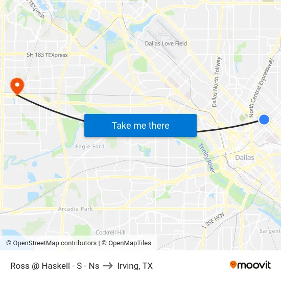Ross @ Haskell - S - Ns to Irving, TX map