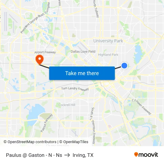 Paulus @ Gaston - N - Ns to Irving, TX map