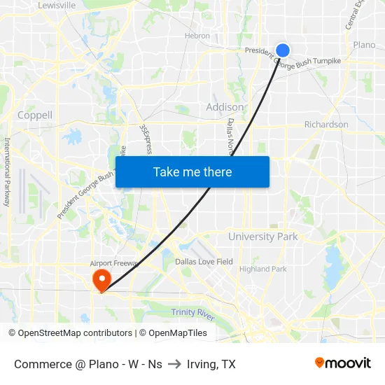 Commerce @ Plano - W - Ns to Irving, TX map