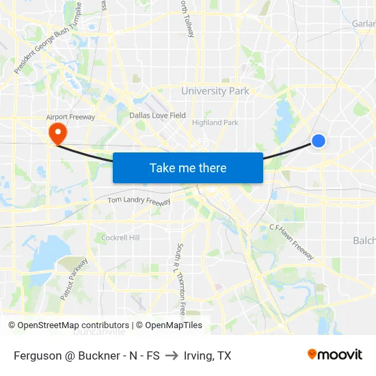 Ferguson @ Buckner - N - FS to Irving, TX map
