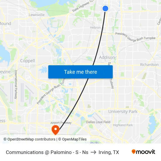 Communications @ Palomino -  S - Ns to Irving, TX map